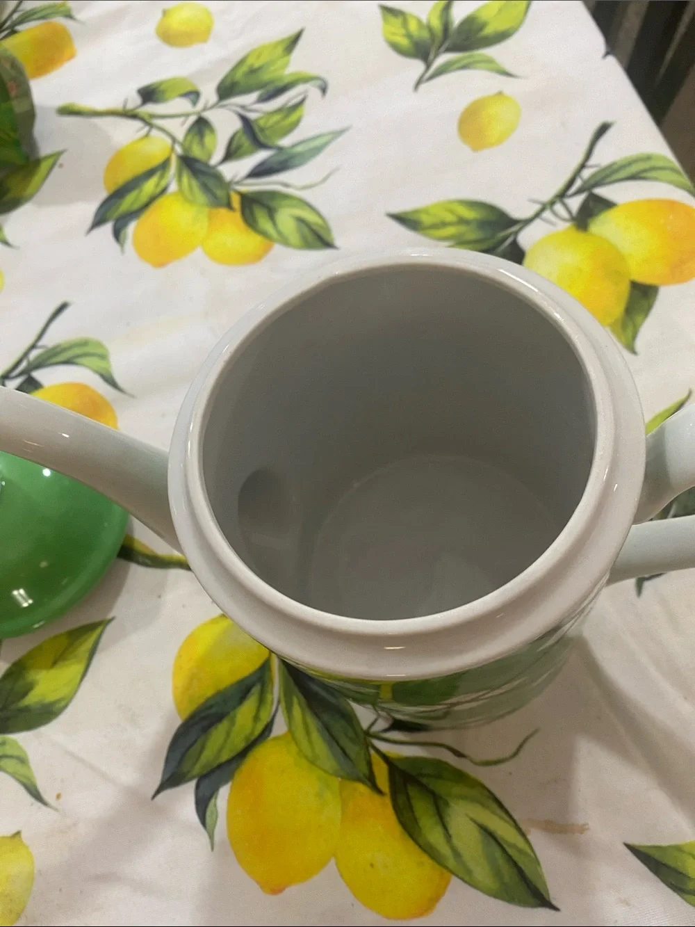 Vintage Fitz and Floyd Rare Green Plaid Ceramic Teapot -